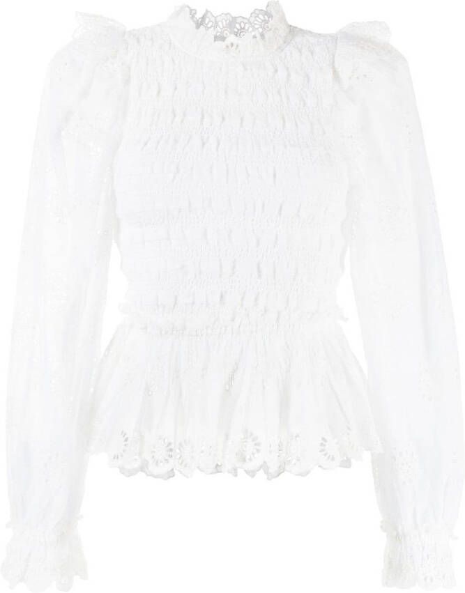 Sea Gesmockte blouse Wit