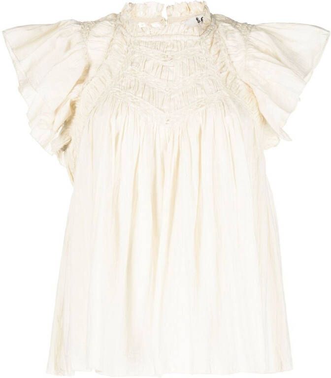 Sea Blouse met fladdermouwen Beige