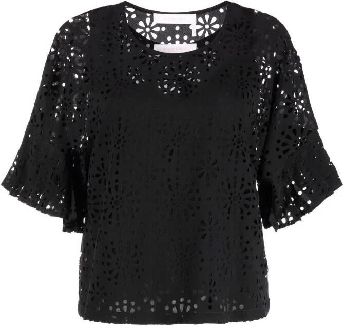 See by Chloé Broderie anglaise top Zwart