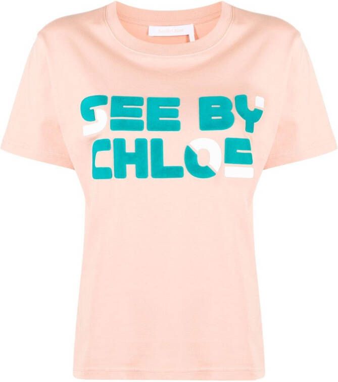 See by Chloé T-shirt met logoprint Roze
