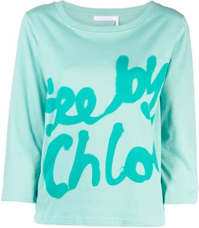 See by Chloé T-shirt met logoprint Groen