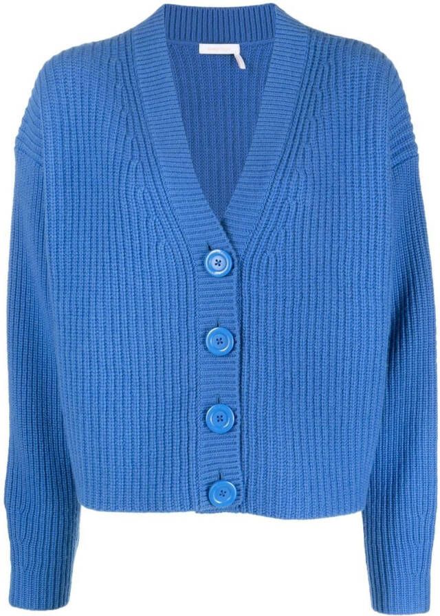 See by Chloé Ribgebreid vest Blauw
