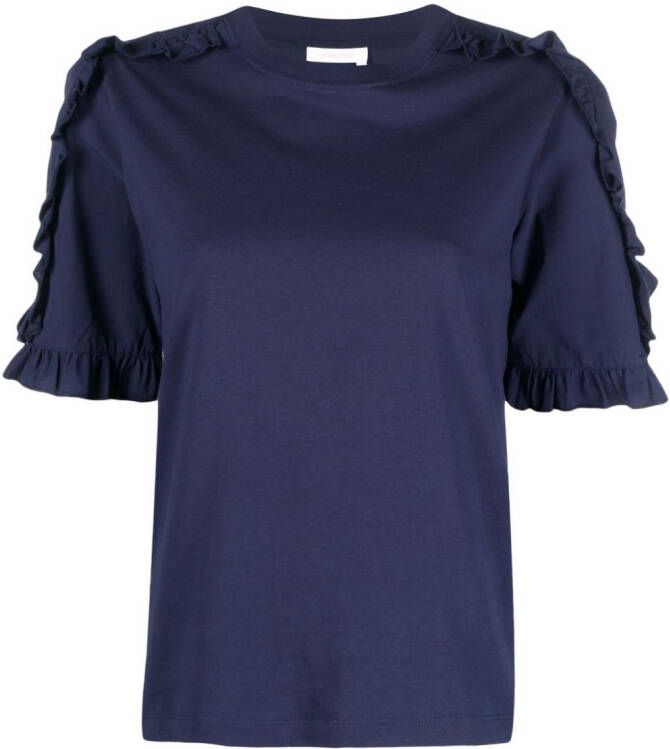 See by Chloé T-shirt met ruches Blauw