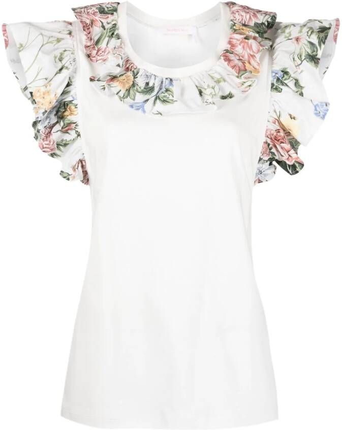 See by Chloé T-shirt met bloemen afwerking Wit