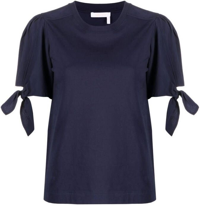 See by Chloé T-shirt met gestrikte mouwen Blauw