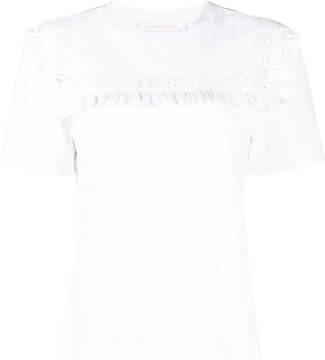 See by Chloé T-shirt met kant Wit