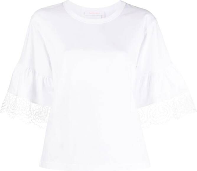 See by Chloé T-shirt met kanten afwerking Wit