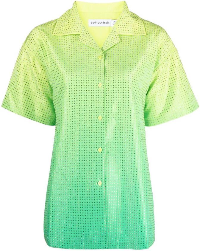 Self-Portrait Blouse versierd met stras Groen