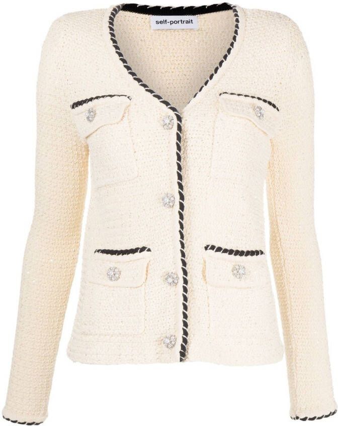 Self-Portrait Vest met contrasterende afwerking Wit
