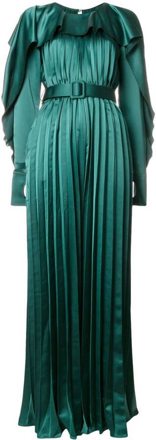 Self-Portrait Geplooid jumpsuit met ceintuur Groen