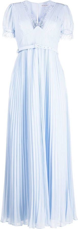 Self-Portrait Midi-jurk met kant Blauw