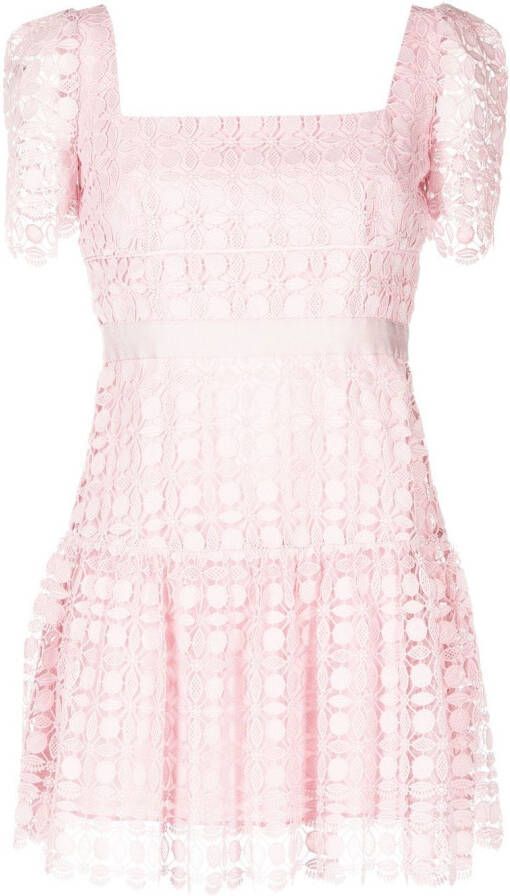 Self-Portrait Mini-jurk met kant Roze