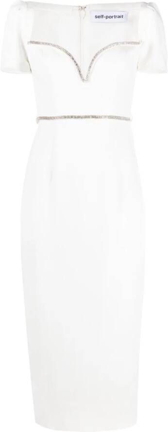 Self-Portrait Midi-jurk van crêpe Wit