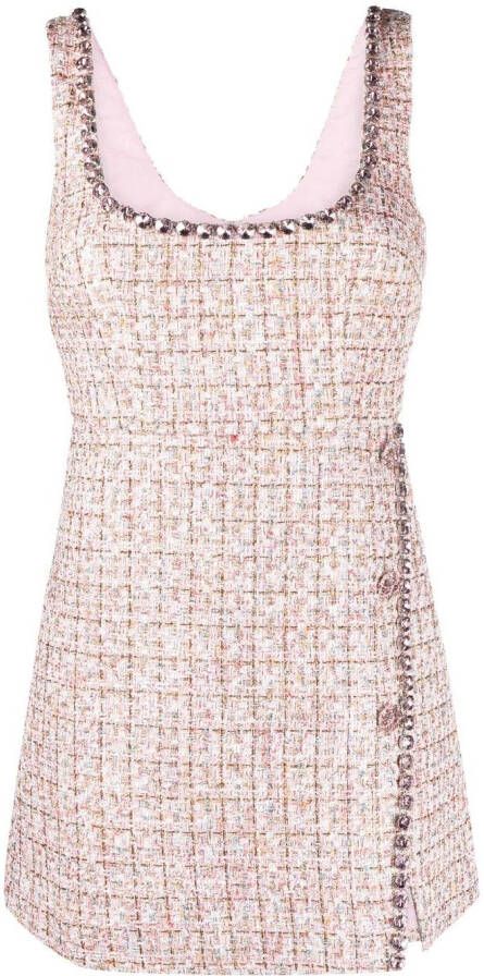 Self-Portrait Mini-jurk met diamanté afwerking Roze