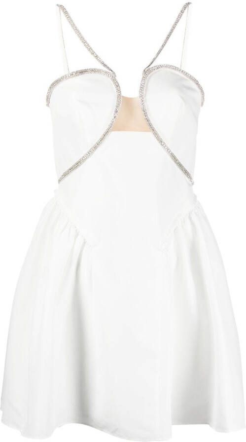 Self-Portrait Mini-jurk verfraaid met kristallen Wit