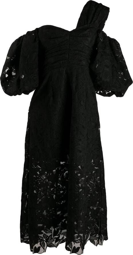 Self-Portrait Off-shoulder jurk Zwart