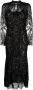 Self-Portrait Midi-jurk verfraaid met pailletten Zwart - Thumbnail 1