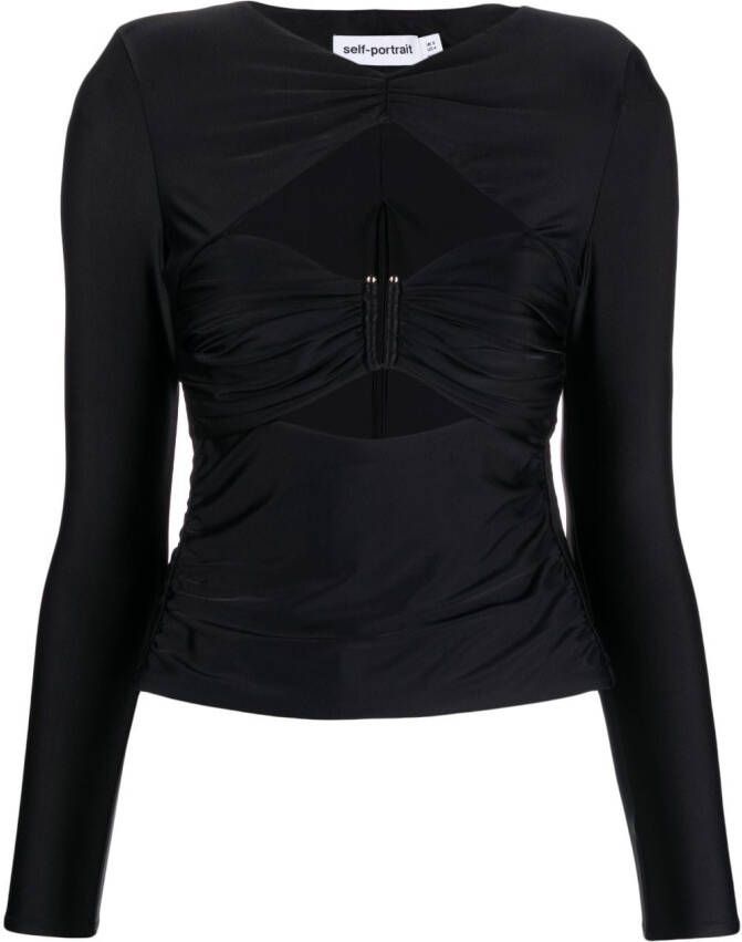 Self-Portrait Top met ruches Zwart