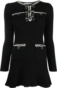 Self-Portrait Midi-jurk verfraaid met strik Zwart
