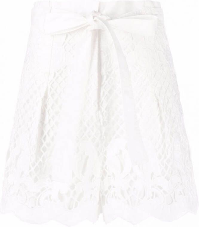 Self-Portrait Shorts met gestrikte taille Wit