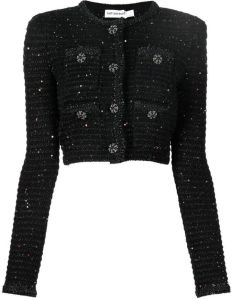 Self-Portrait sequin knit cropped jacket Zwart