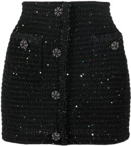 Self-Portrait sequin knit mini skirt Zwart