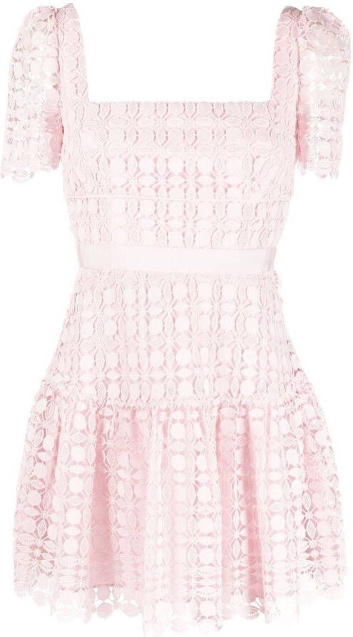 Self-Portrait Mini-jurk met korte mouwen Roze