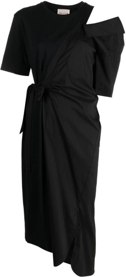 Semicouture Asymmetrische midi-jurk Zwart