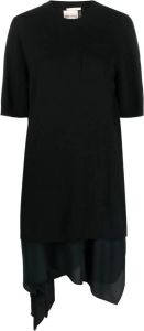 Semicouture Asymmetrische T-shirtjurk Zwart