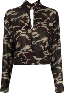 Semicouture Blouse met camouflageprint Groen