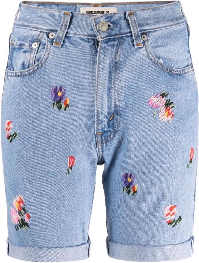 Semicouture Denim shorts Blauw
