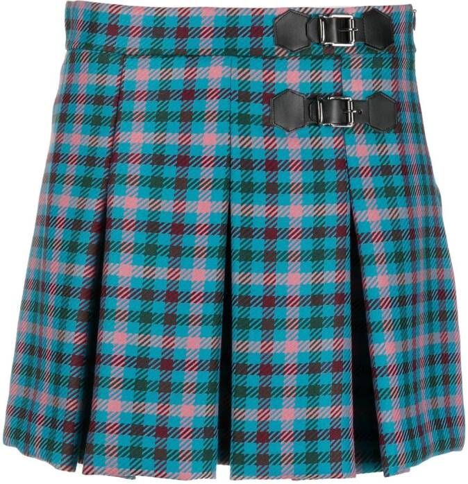 Semicouture Geruite mini-plooirok Blauw