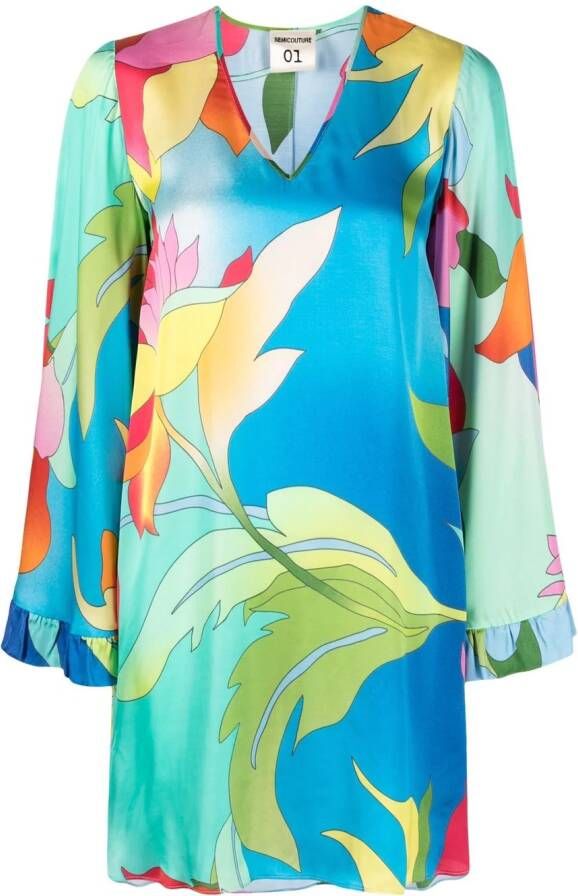 Semicouture Jurk met bloemenprint Blauw