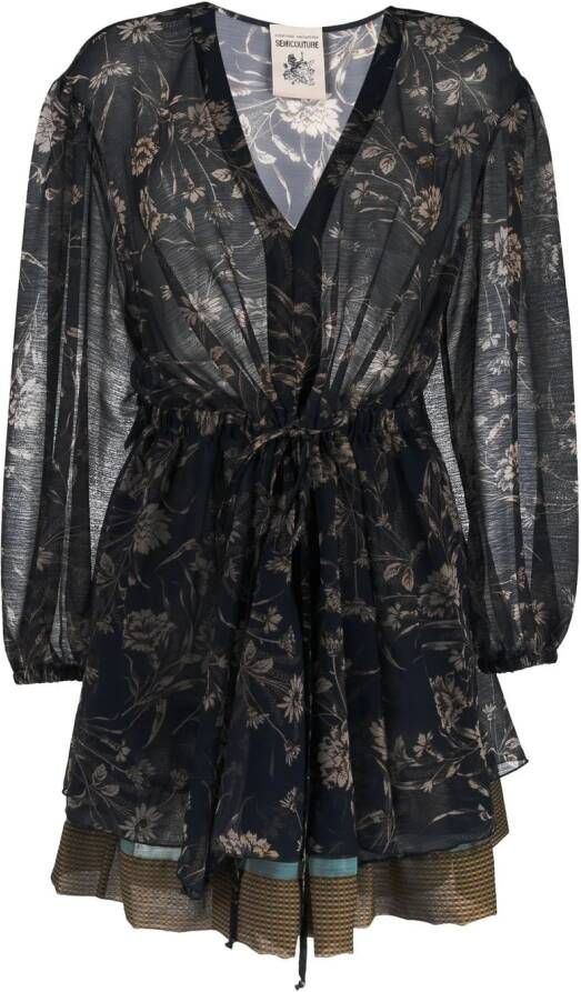 Semicouture Jurk met trekkoord Blauw