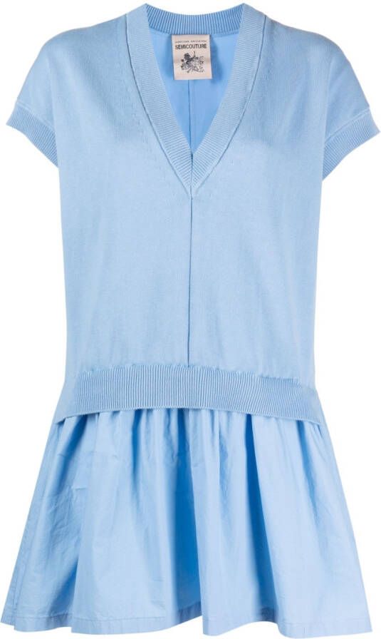 Semicouture Maxi-jurk met V-hals Blauw