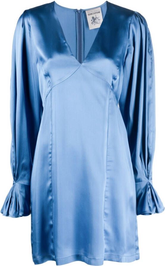 Semicouture Mini-jurk met geplooide mouwen Blauw