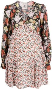 Semicouture Mini-jurk met bloemenprint Zwart