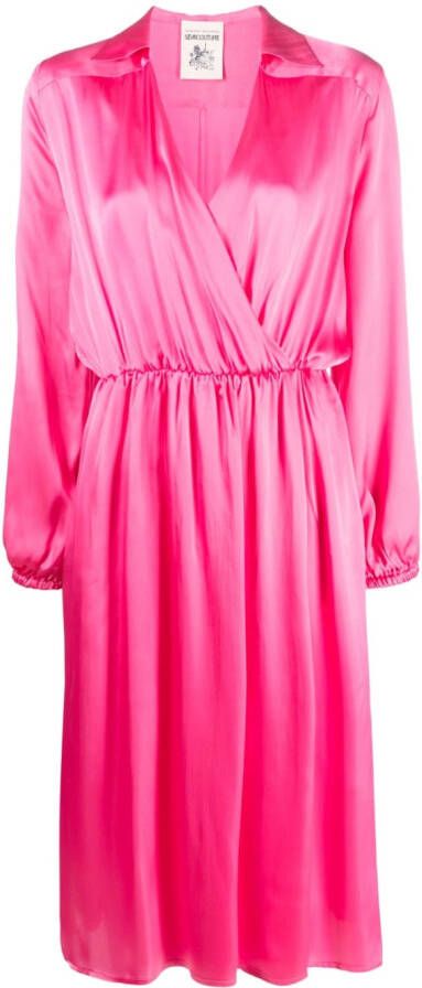 Semicouture Midi-jurk met satijnen afwerking Roze