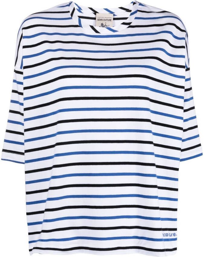 Semicouture T-shirt met verlaagde mouwen Wit