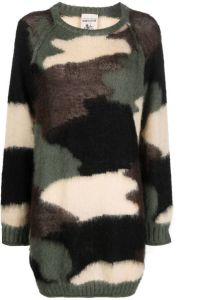 Semicouture Sweaterjurk met camouflageprint Beige