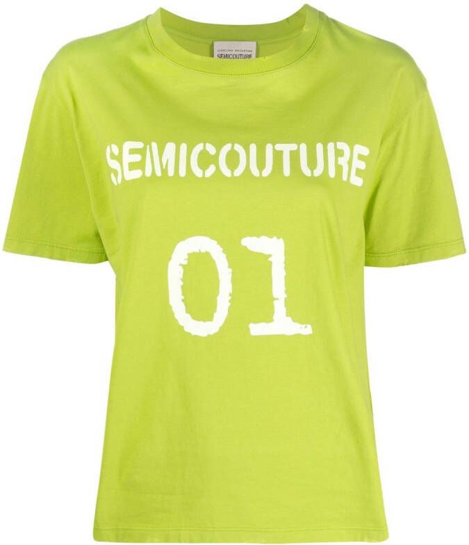 Semicouture T-shirt met logoprint Groen