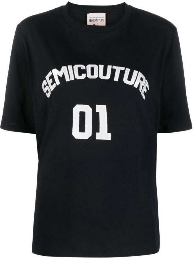 Semicouture T-shirt met logoprint Zwart