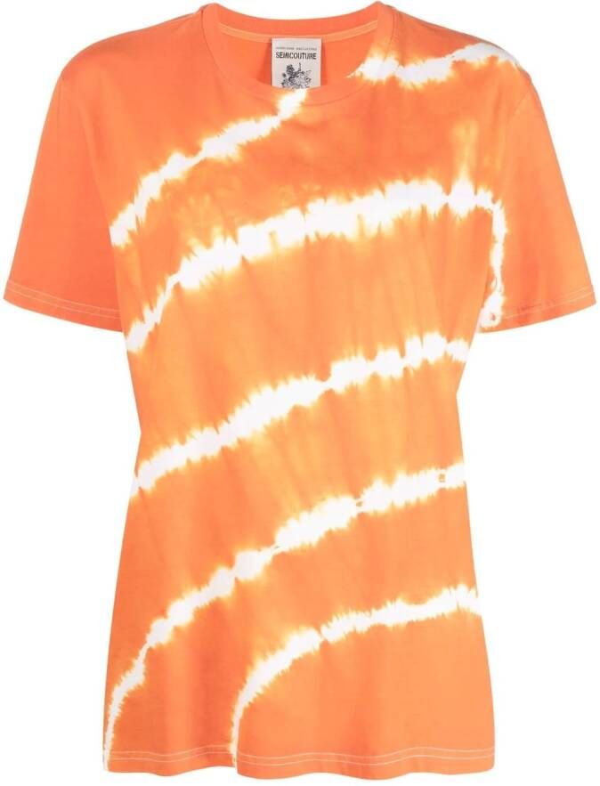 Semicouture T-shirt met tie-dye print Oranje