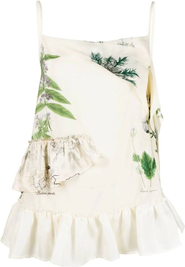 Semicouture Top met bladerprint Beige
