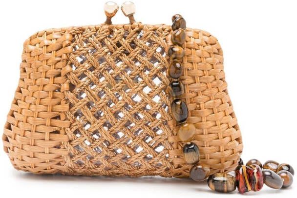 SERPUI Blair geweven clutch Bruin