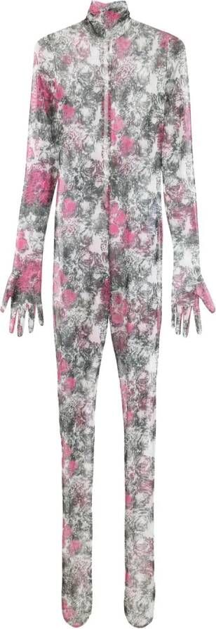 Shuting Qiu Jumpsuit met bloe print Zwart