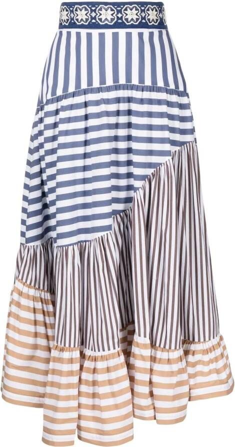 Silvia Tcherassi Gestreepte midi-rok Blauw