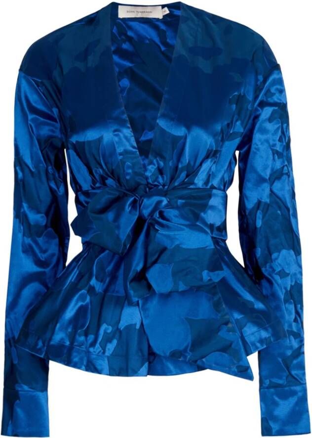 Silvia Tcherassi Saanvi blouse met strikdetail Blauw