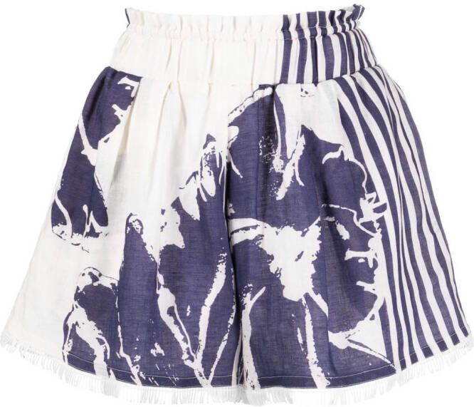 Silvia Tcherassi Shorts met bloemenprint Blauw