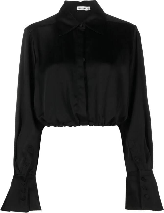 Simkhai Satijnen blouse Zwart